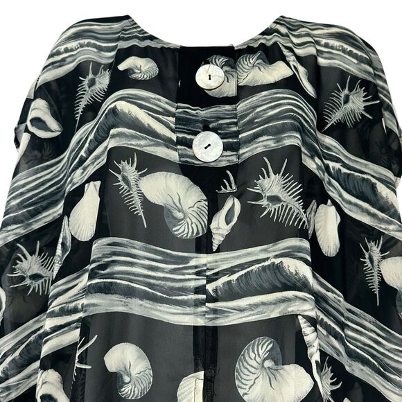 collezioni seashell sheer open front button blouse - Picture 2 of 7